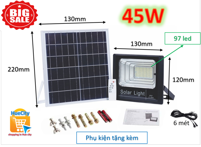 (Giá sốc) Đèn led năng lượng mặt trời Solar Light 45W