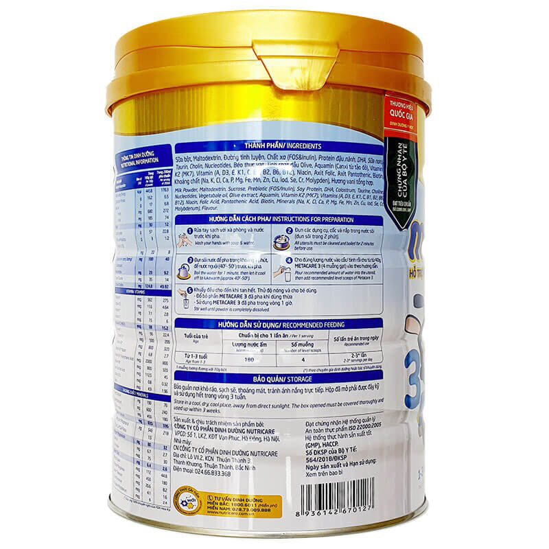 [Mẫu mới] Sữa Metacare số 3 900g (date mới)