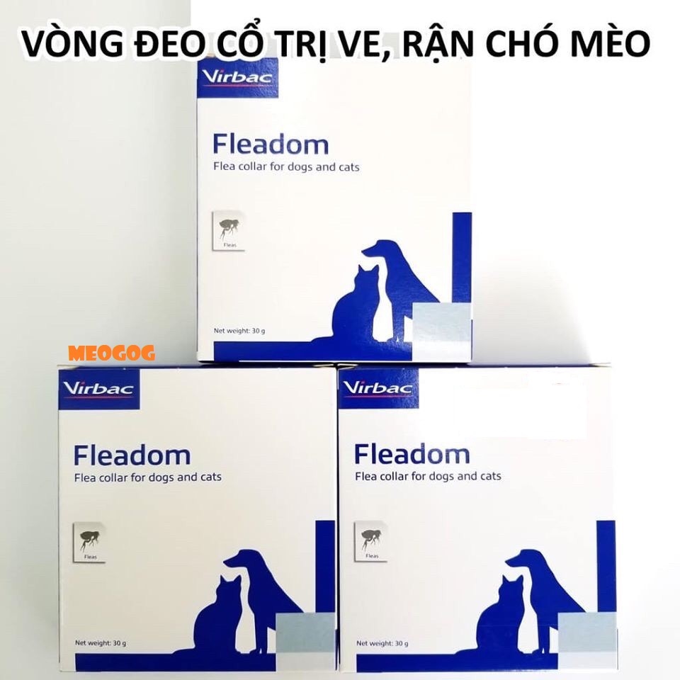 sẵn sàng Vòng đeo cổ trị ve trị rận bọ chét ghẻ cho chó mèo Fleadom của