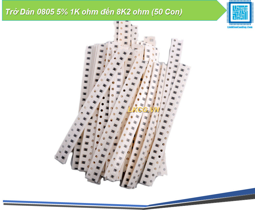 Trở Dán 0805 5% 1K ohm đến 8K2 ohm (50 Con)