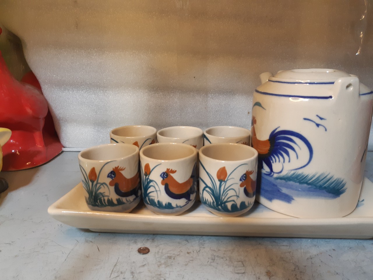 Bộ bình trà con gà hình chữ nhật