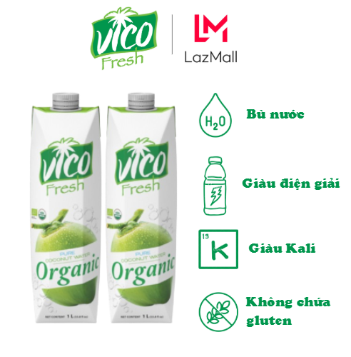 THÙNG 2 HỘP NƯỚC DỪA VICO FRESH ORGANIC 1L
