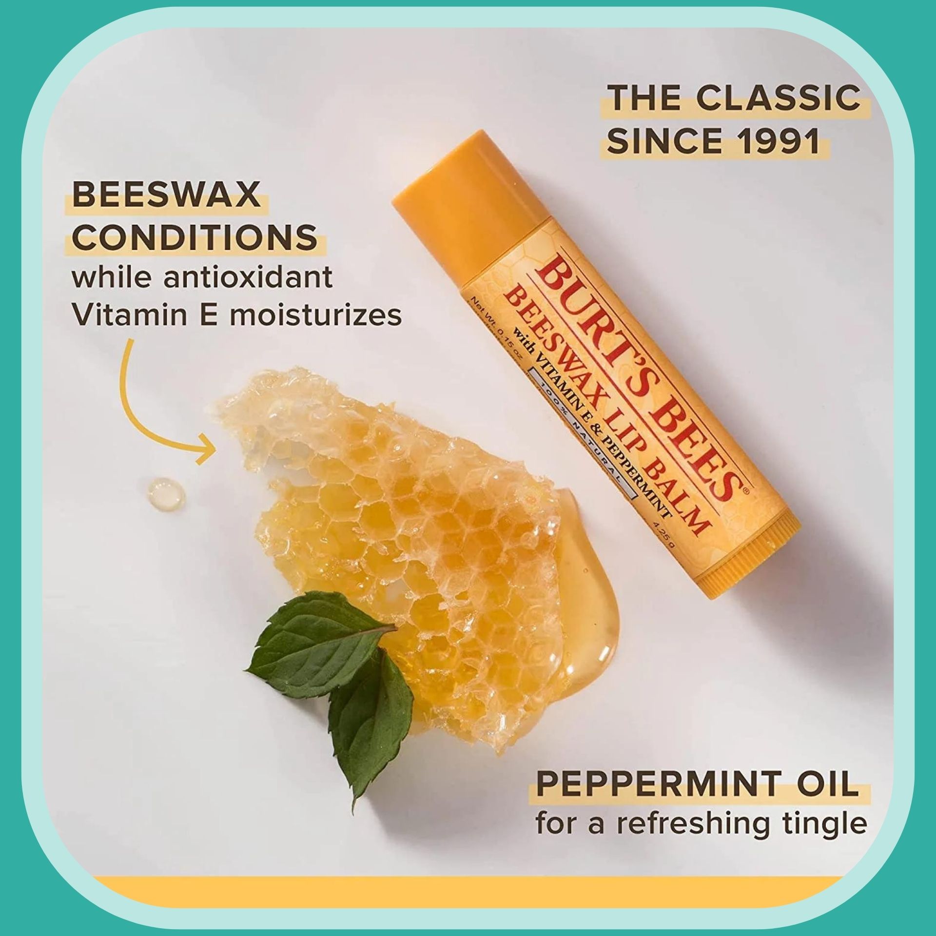 [BILL MỸ] Son dưỡng môi Burt's Bees Moisturing Lip Balm 100 % Natural 4.25g