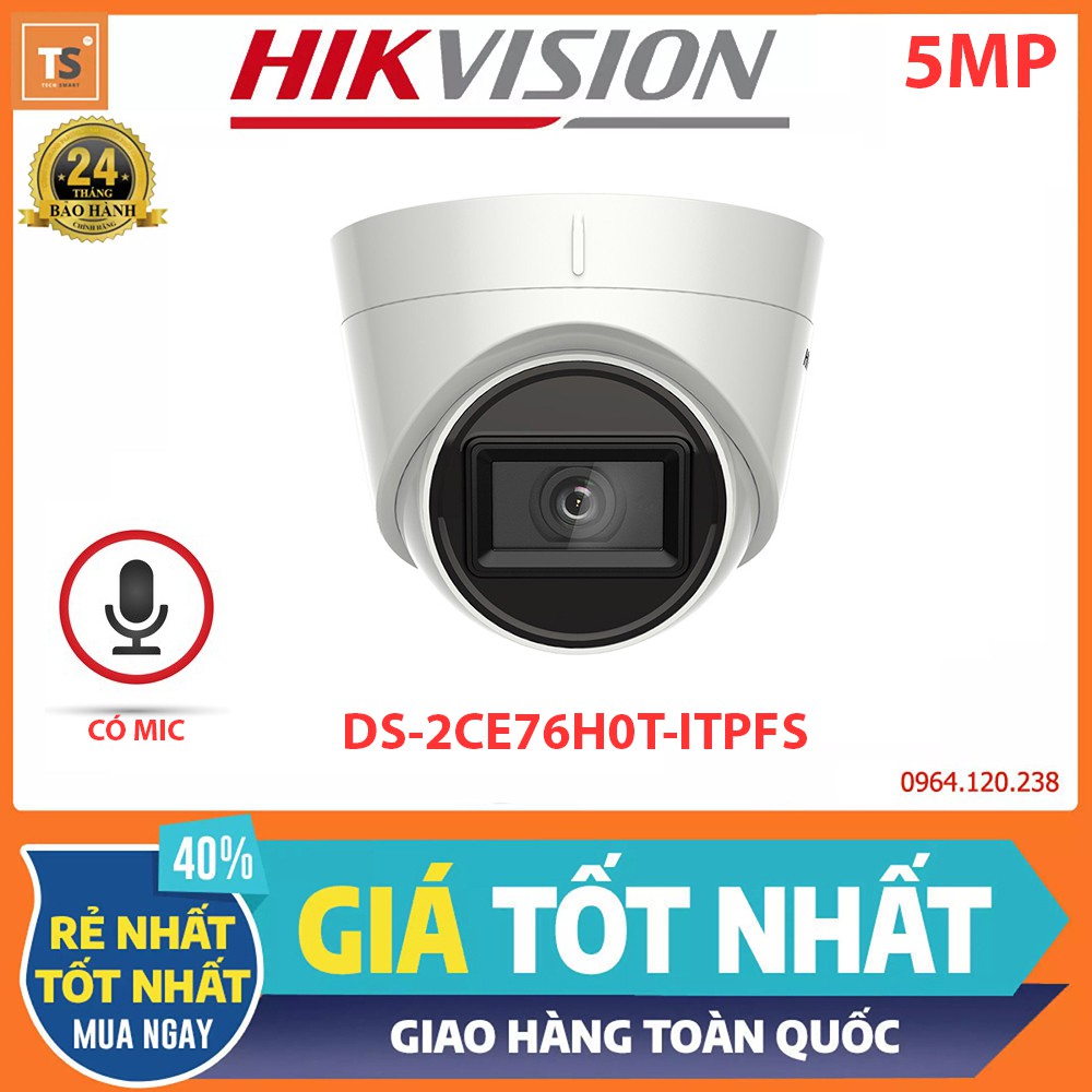Camera HDTVI 5MP Có Mic HIKVISION DS-2CE76H0T-ITPFS