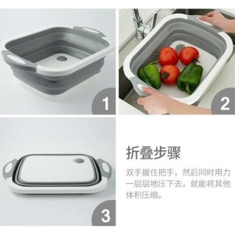 Chậu gấp gọn kèm thớt đa năng
