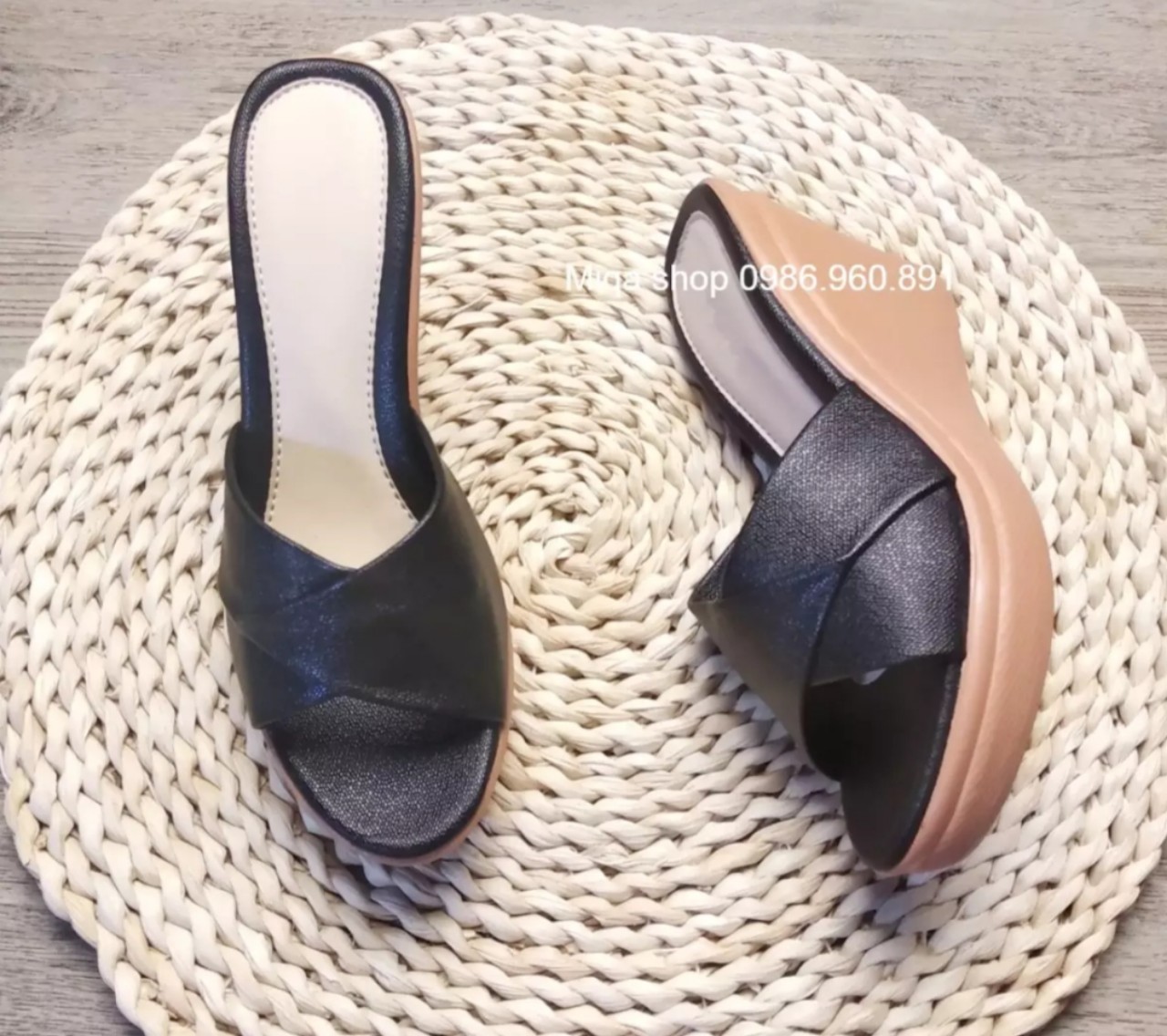 Dép đế xuồng quai đắp chéo 9f siêu nhẹ