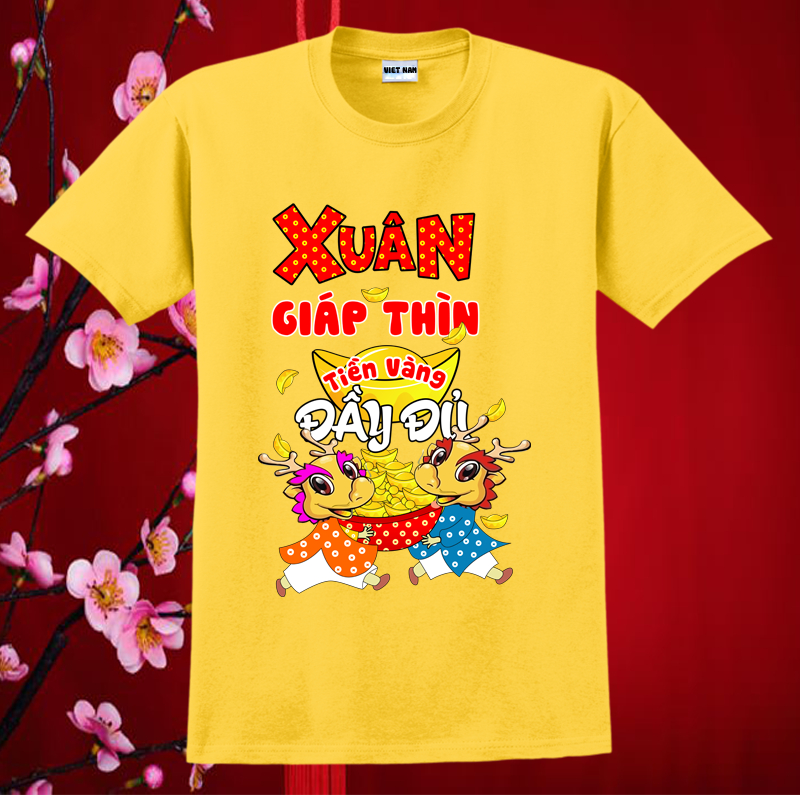 Áo thun tết sum vầy 2024, áo thun gia đình tết sum vầy 2024 giáp thìn năm con rồng, áo thun gia đình tết unisex có size trẻ em, vải cotton dày mịn. in cao cấp