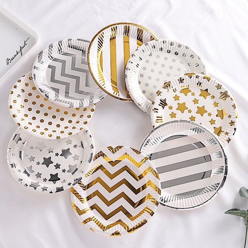 Set 10 đĩa giấy Happy Birthday trang trí sinh nhật