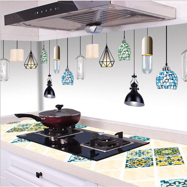 Combo 3m decal dán bếp tráng nhôm cách nhiệt mẫu đèn rủ trang trí khổ 60cm mới
