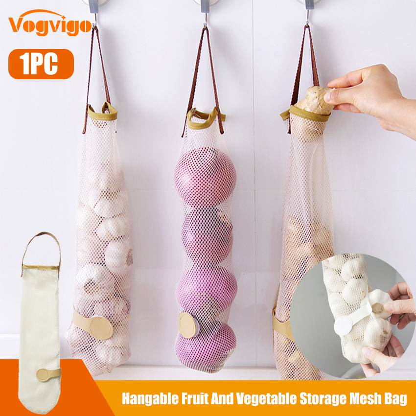 Hangable Fruit And Vegetable Storage Mesh Bag Portable Handle Kitchen Multifunctional Hollow And Breathable Hanging Bag