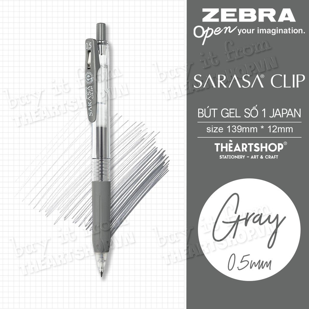 Bút gel zebra sarasa clip jj15, đầu bút 0.5mm