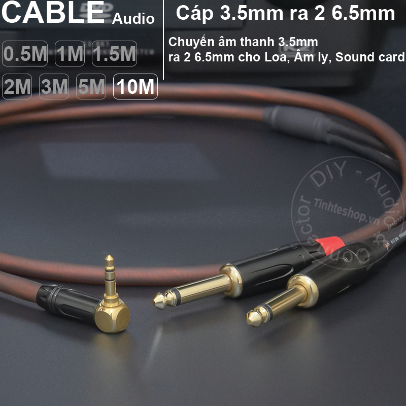 3.5mm stereo to 2-head 6.5mm mono diy 0.5 to 5 meter audio cable