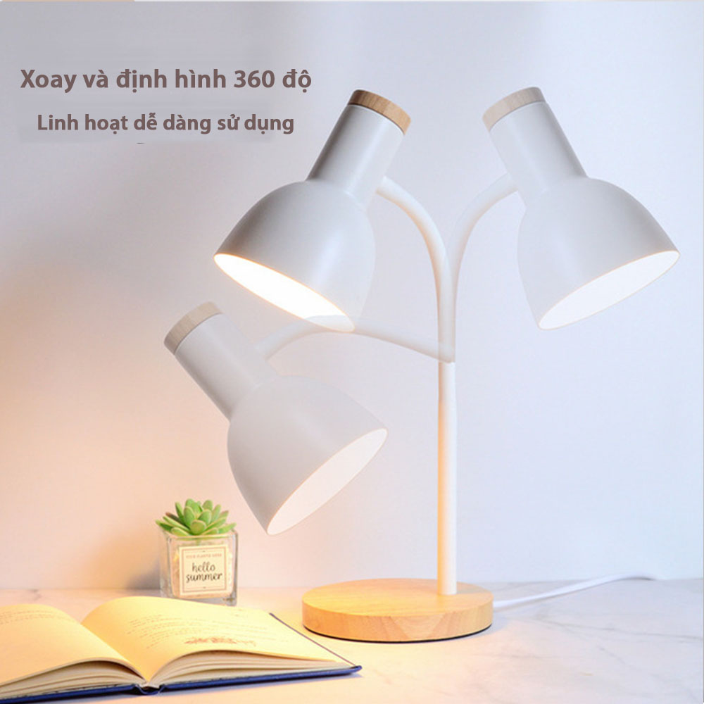 Đèn Để Bàn Học Chống Cận Đế Gỗ Bóng Led