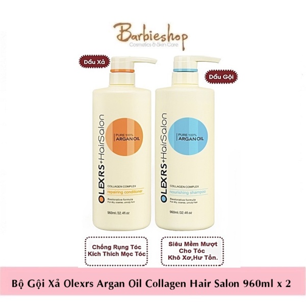 Bộ Gội Xả Olexrs Argan Oil Collagen Hair Salon 960ml x 2 Chai cao cấp