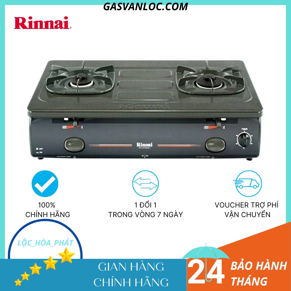 Bếp ga đôi rinnai rv-4700n - đánh lửa ic - ngắt ga tự động - hàng chính hãng