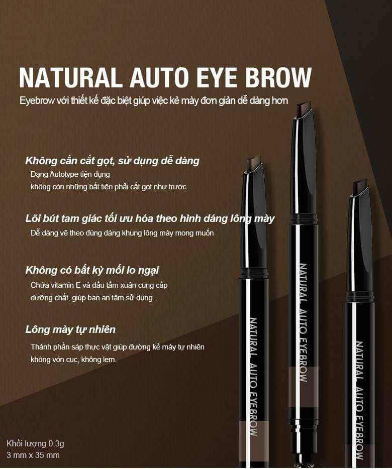 Chì kẻ mày Eglips Natural Auto Eyebrow (đầu tam giác) 0.3g