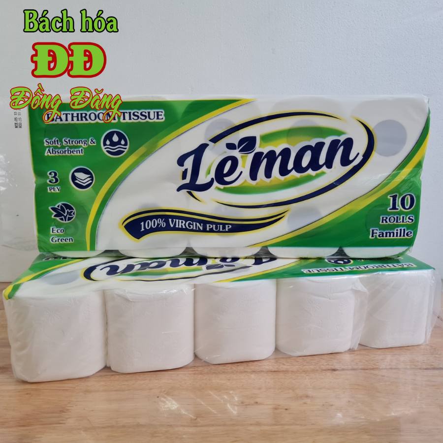 Combo (5 lốc) giấy vệ sinh Leman Xanh Lá 3 lớp (50 cuộn)