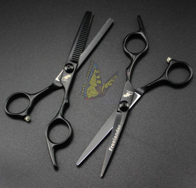 Bộ kéo cắt tóc TAY PHẢI Freelander HA03 ĐEN (Mua cặp tặng bao da, chỉnh kéo, lược toni guy)