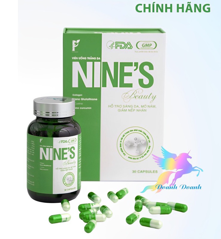 Viên uống trắng da mờ nám Nines Beauty Chính Hãng - Viên uống trắng da Nines Beauty, mờ nám, giảm nếp nhăn