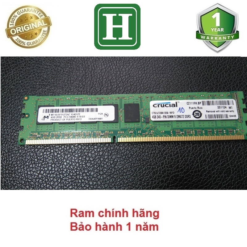 Ram Ecc Unbuffered DDR3 (PC3) 4GB ECC bus 1066 /1333/1600 tháo máy bảo hành 6 tháng