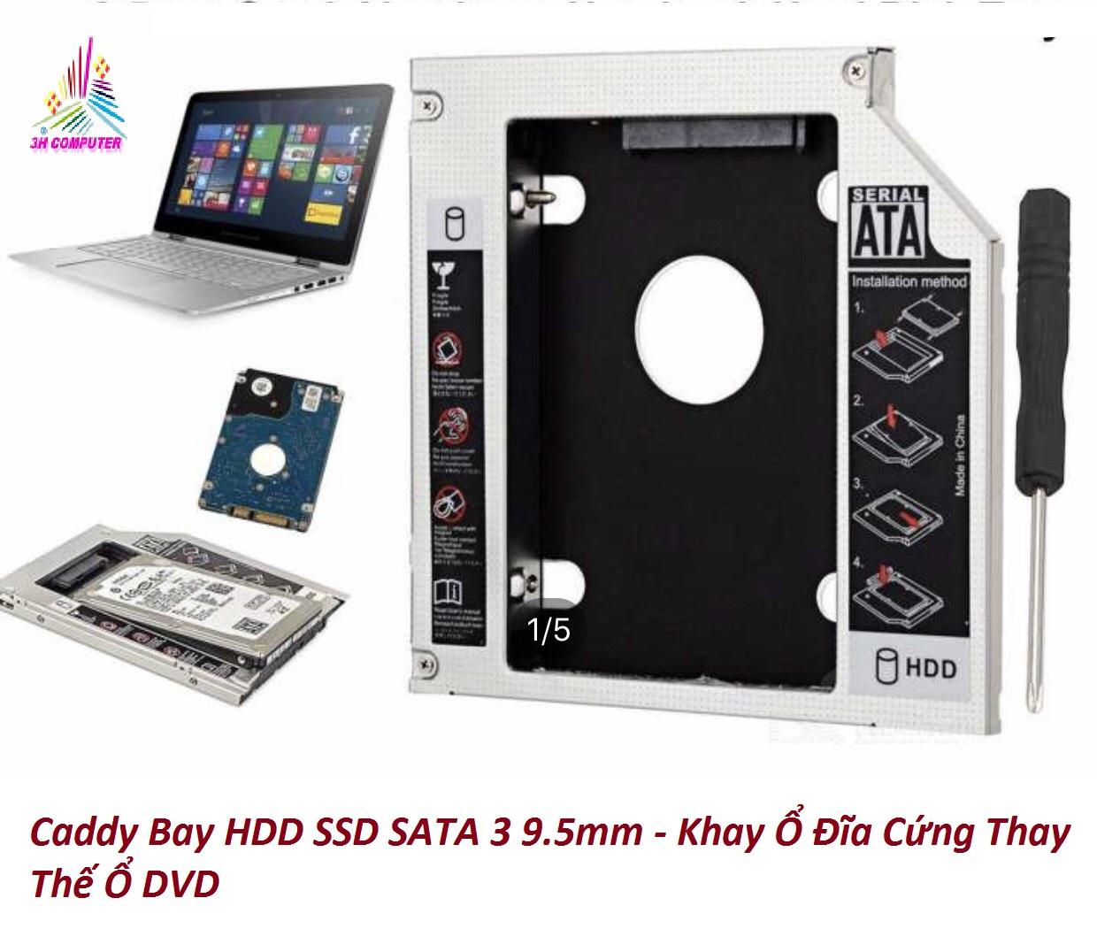 (HCM) Caddy Bay HDD SSD SATA 3 9.5mm - Khay Ổ Đĩa Cứng Thay Thế Ổ DVD