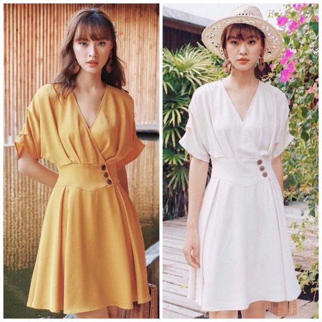 [HCM]Đầm nút eo 2 màu (kèm hình thật)