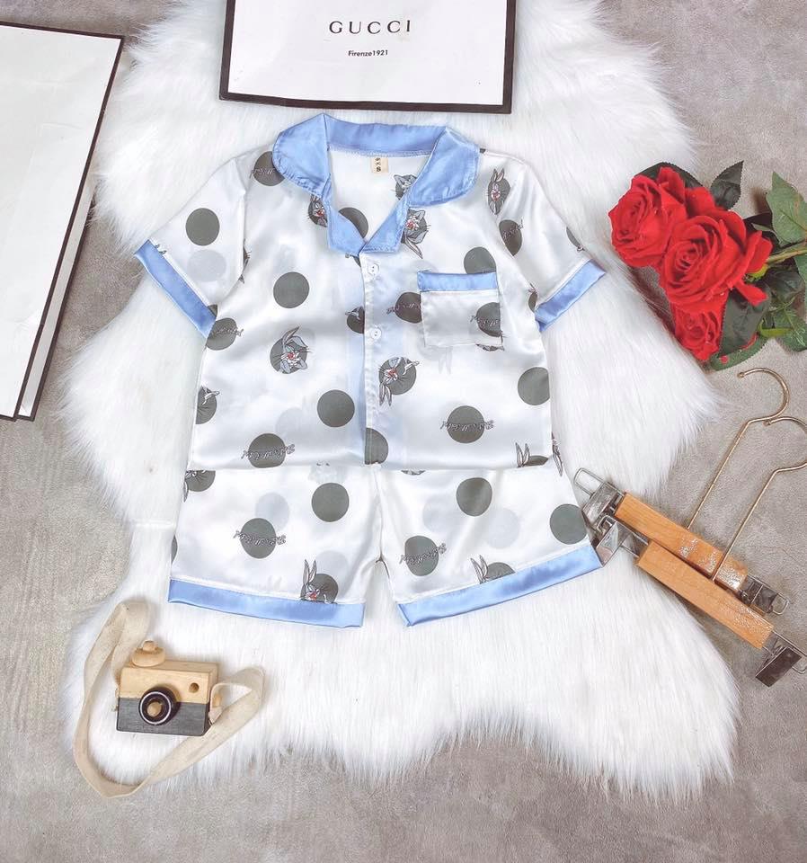 [HCM]Set bộ bé gái/ bé trai - Pyjama lụa Hàn size đại từ 8kg - 35kg