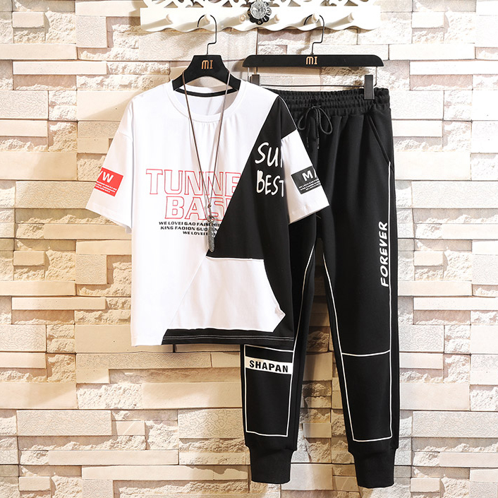 Bộ Quần Áo Thun Nam TUNNEL BASIC Áo Ngắn Tay Phối Phối 2 Màu Năng Động Kết Hợp Quần Jogger Bo Gấu Thời Trang Hot Trend FASHION4MENHCM SET NAM 9000022