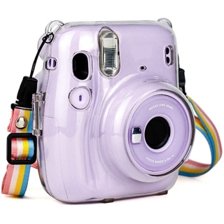 Crystal camera case protective clear case with adjustable rainbow strap for fujifilm instax mini 11 cameras accessories 2