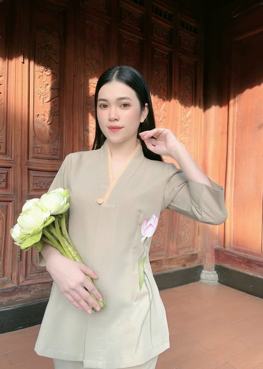 Đồ Lam Đi Chùa # Bộ Lụa Hàn sen 1 nút# Quần Áo Nữ Cao Cấp