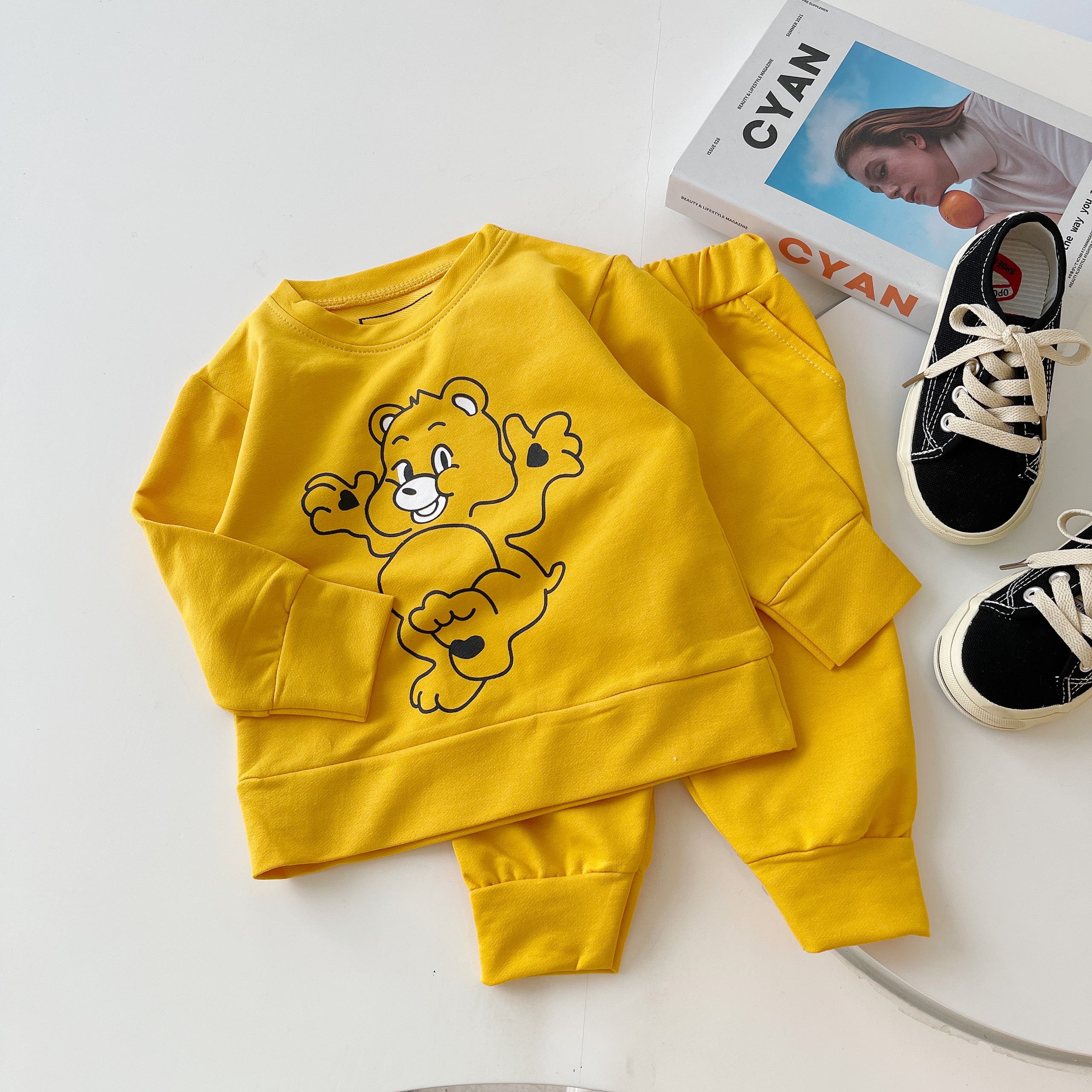 Bộ gấu thu đông dài tay chất nỉ da cá cực xinh cho bé trai_ bé gái sumokids