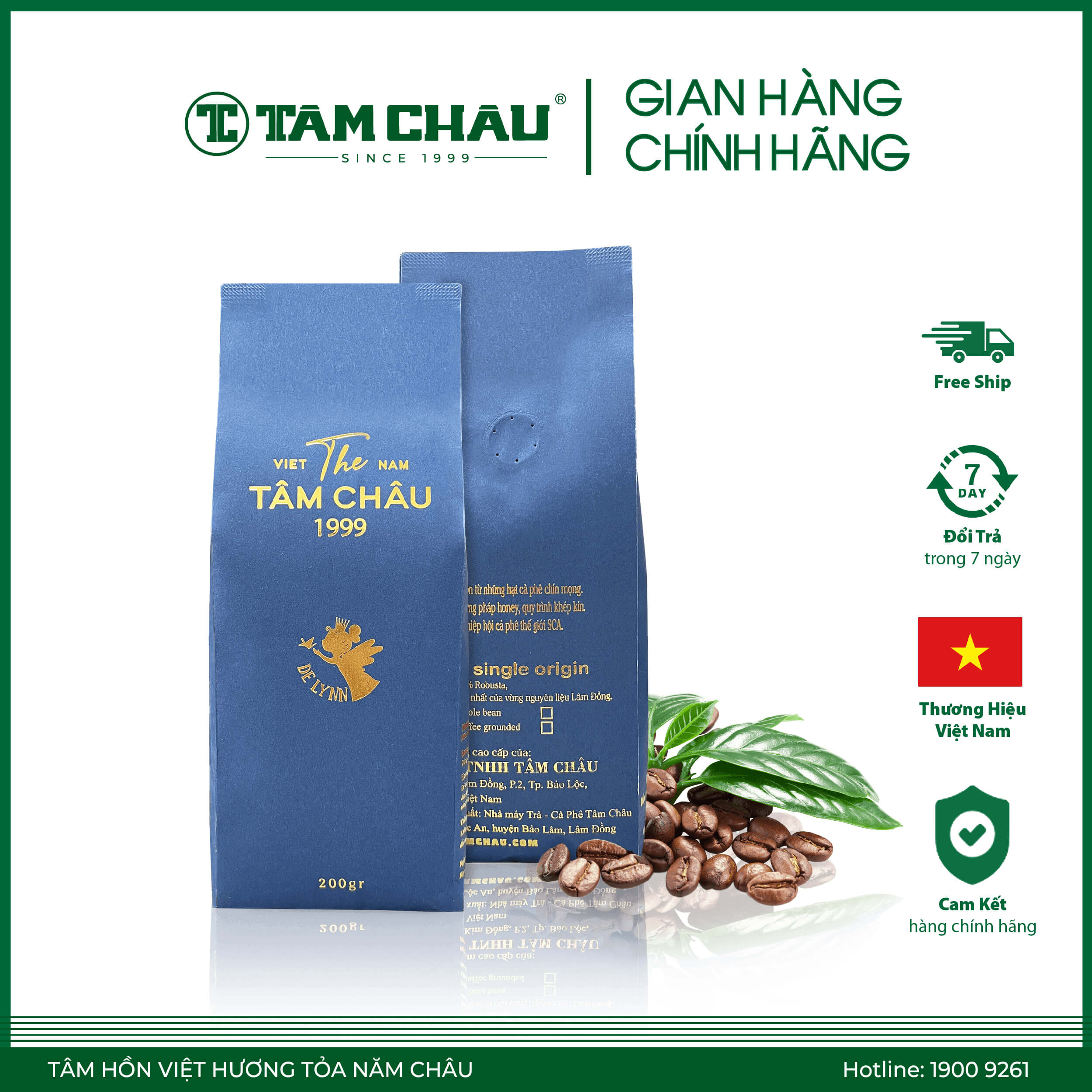[TÂM CHÂU ] Cà Phê DELYNN GÓI XANH 200G