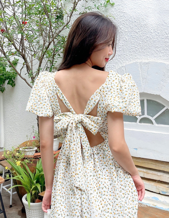 MIỀU_ĐẦM DÀI TAY PHỒNG KHOÉT EO EVIE