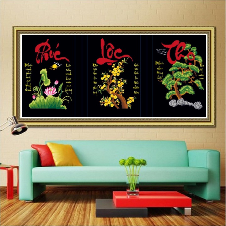 Tranh đính đá Phúc lộc thọ KT 49cm/1bức