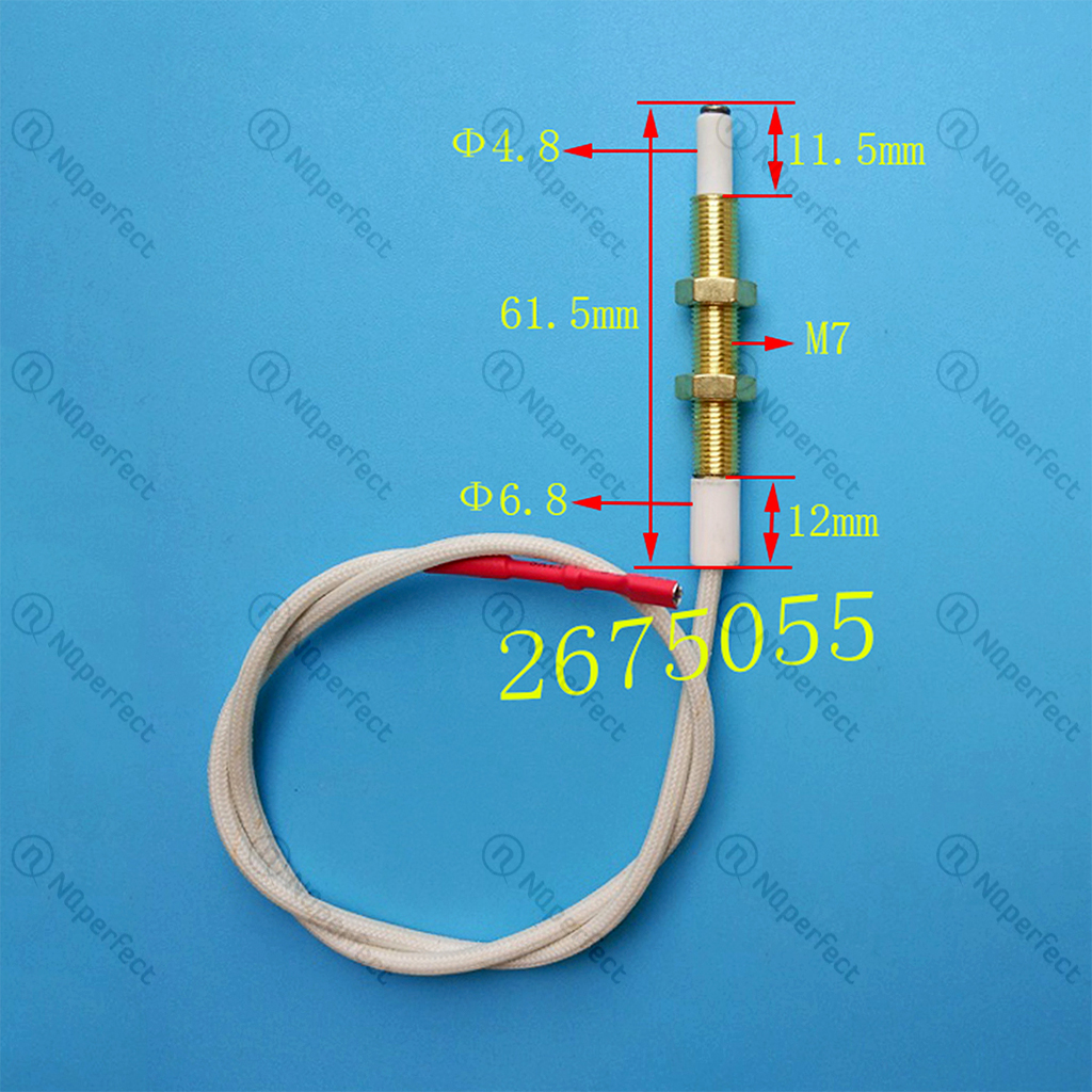 Dây kim sứ đánh lửa/ Dây cảm ứng đa năng bếp gas âm dài 62mm Ø7 ( có ốc vặn định vị tùy chỉnh ) - sử dụng bếp âm điếu gang
