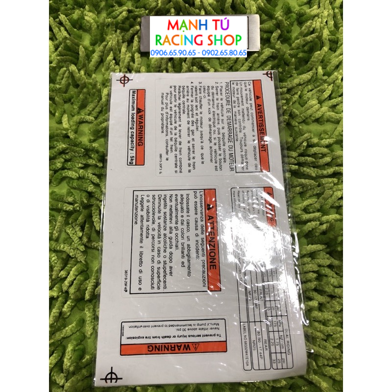 Bộ tem thông số sport/satria/xipo/rgv