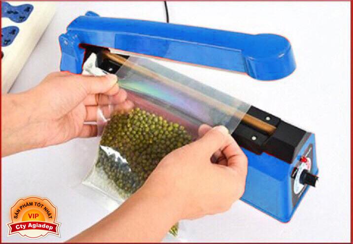 Máy dán, hàn miệng túi nilon đóng gói thực phẩm dập tay - Dài 20cm mối hàn 2mm - Của Agiadep - MÀU BLUE
