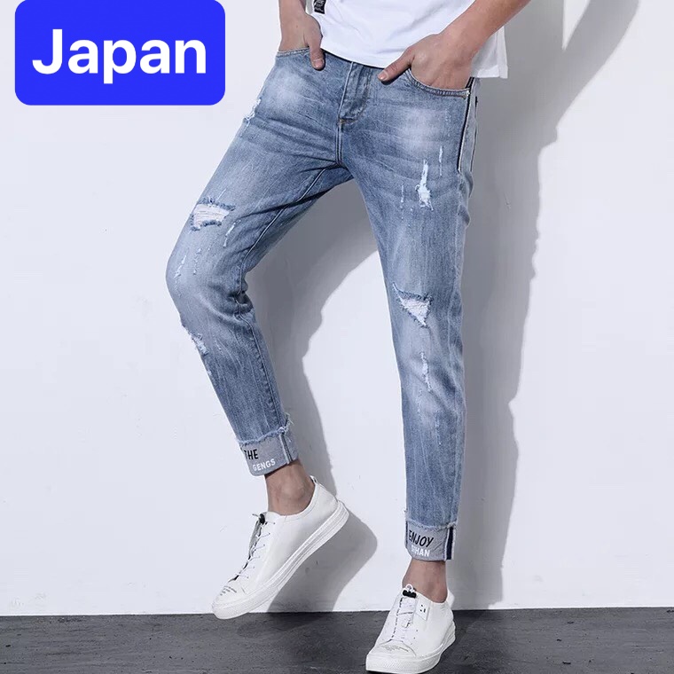 QUẦN JEAN NAM CHẤT BÒ XANH WASH THÊU CHÂN HOKKAIDO NHẬT BẢN MENLY CHẤT LƯỢNG CAO, CO GIÃN NHẸ JP-6056 - JAPAN FASHION
