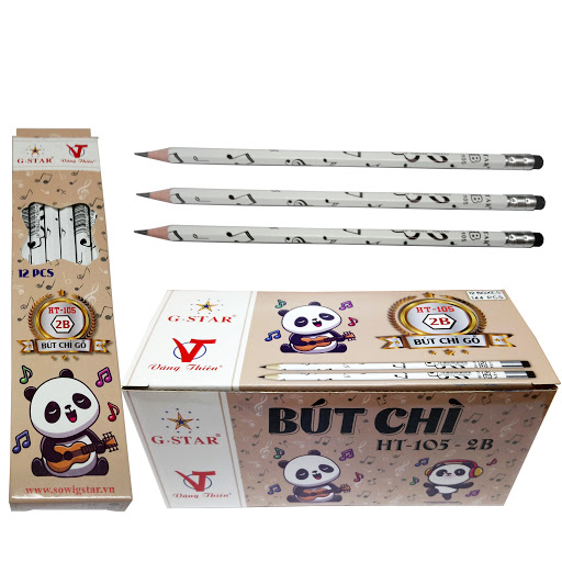 Hộp 12 cây Bút chì đen HT104 2B (thân lục giác, hình thú, có gôm)