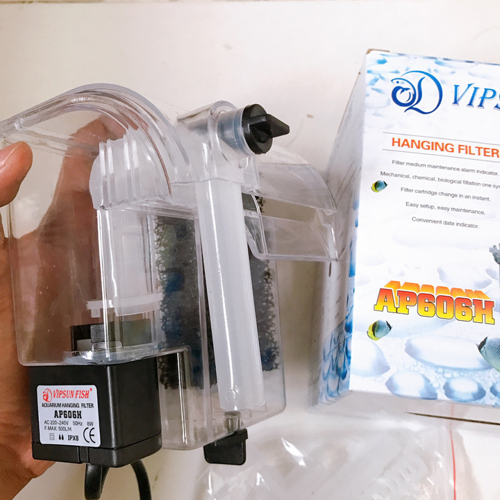 Máy Lọc Thác, Lọc Nước AP 606h 8w Nhựa trong Của VipSun Cho Hồ Cá Cảnh, bể Thủy Sinh, Tinh tế, Đơn GIản, Mang Tính Chuyên Nghiệp