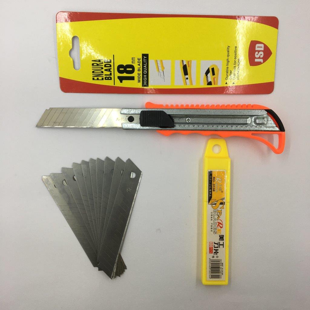 Dao rọc giấy Tolga & 10 lưỡi dao rọc giấy Tolga cỡ 18mm - Lưỡi đen