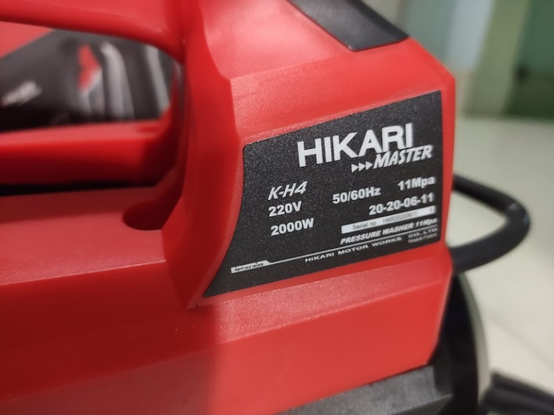 Máy rửa xe áp lực Hikari K-H4, Madein Thailan, 2000W, dây đồng chịu nhiệt, áp khỏe, nguyên máy không phụ kiện 10kg.