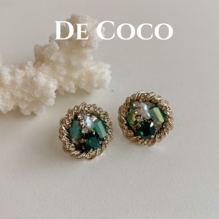 Khuyên tai bạc bông tai đá xanh Secret Garden De Coco Decoco thumbnail