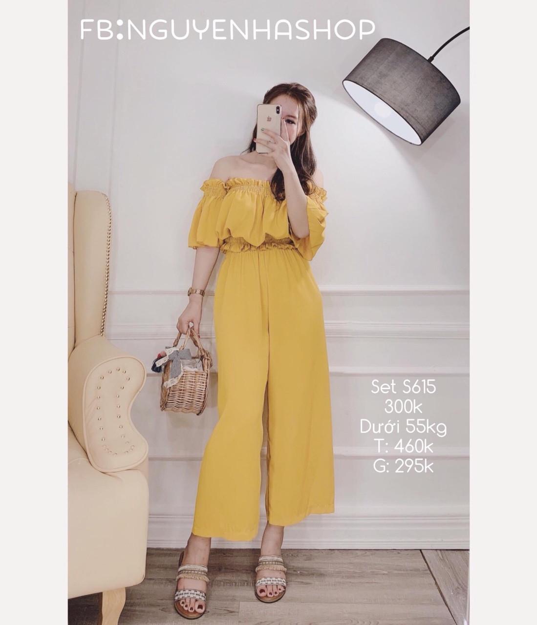 Sét Áo Cúp Ngực Rớt Vai Tay Xòe Kết Hợp Quần Ống Rộng Tiểu Thư TTS0549