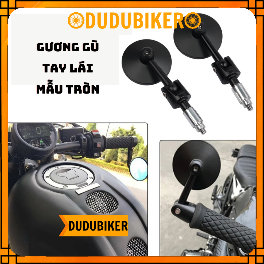 Gương gù tròn - gương gù kiếng tròn mặt trắng hợp kim nhôm cnc gập gắn ghi đông xe máy chắc chắn, bền đẹp