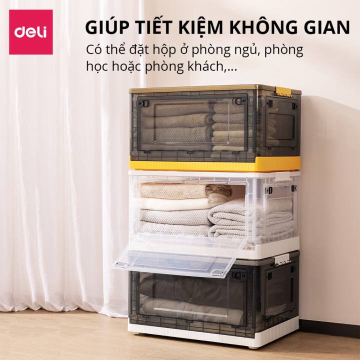 Hộp Đựng Đồ Cỡ Lớn Deli Có Nắp Đậy, Bánh Xe Cao Cấp Nhiều Kích Cỡ 28L/ 55L/ 86L Có Thể Tháo Lắp Tiết Kiệm Không Gian - VS484 - Hình ảnh 7