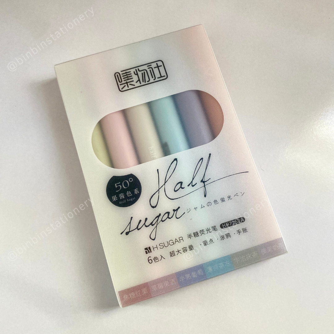 [Bin Bin] Set 6 bút Highlight Half Sugar phong cách Pastel, Morandi HL03