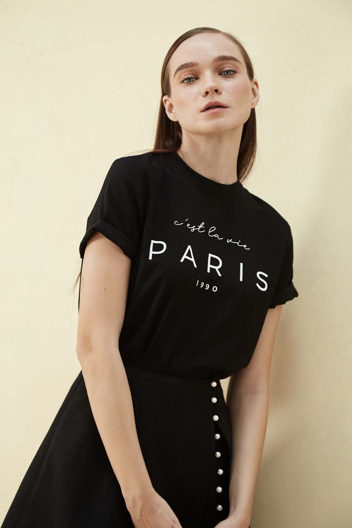 COCOSIN - Áo Lụa Đen Paris