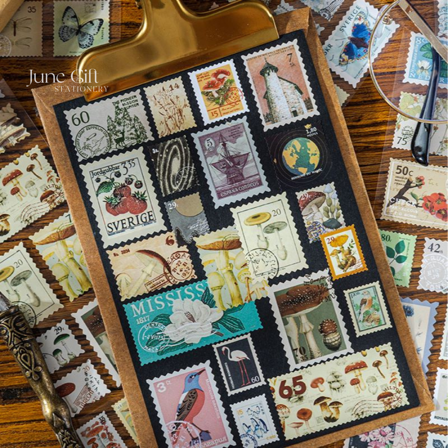 [Chiết] Sticker tem thư kiểu vintage trang trí sổ, làm journal