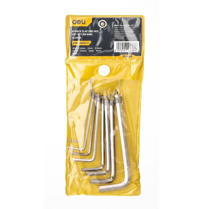 Bộ Khóa Lục Giác Chữ L Đầu Bằng Deli Cao Cấp Chính Hãng - Kích Thước 1,5 - 10mm - Có Móc Khóa Tiện Dụng - EDL3080 - Hình ảnh 5